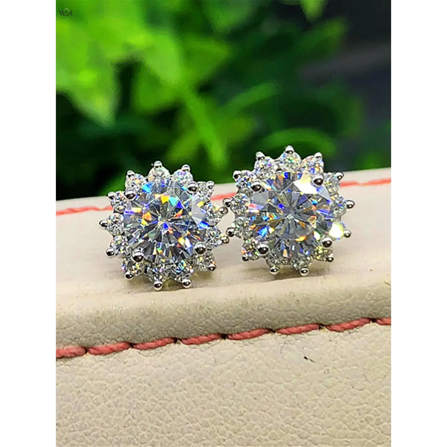 Statement Stud Earrings for Women, Crystal Starburst Snowflake Design with Central Gem Halo in Silver or Rose Gold Tone, Copper Base, Lightweight, Daily/Special, 1 Pair, 1.2 Cm, Dazzling Sparkle, Crystal Studs, Halo Gem, Female, Gemstone