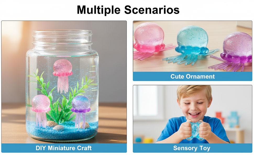BINOK Jellyfish Squishy, Jellyfish Squeeze Stress Ball, Ice Squeeze Cube-Drop Malt Sugar Balls Sensory for Anxiety Stress Party Favors (Blue)