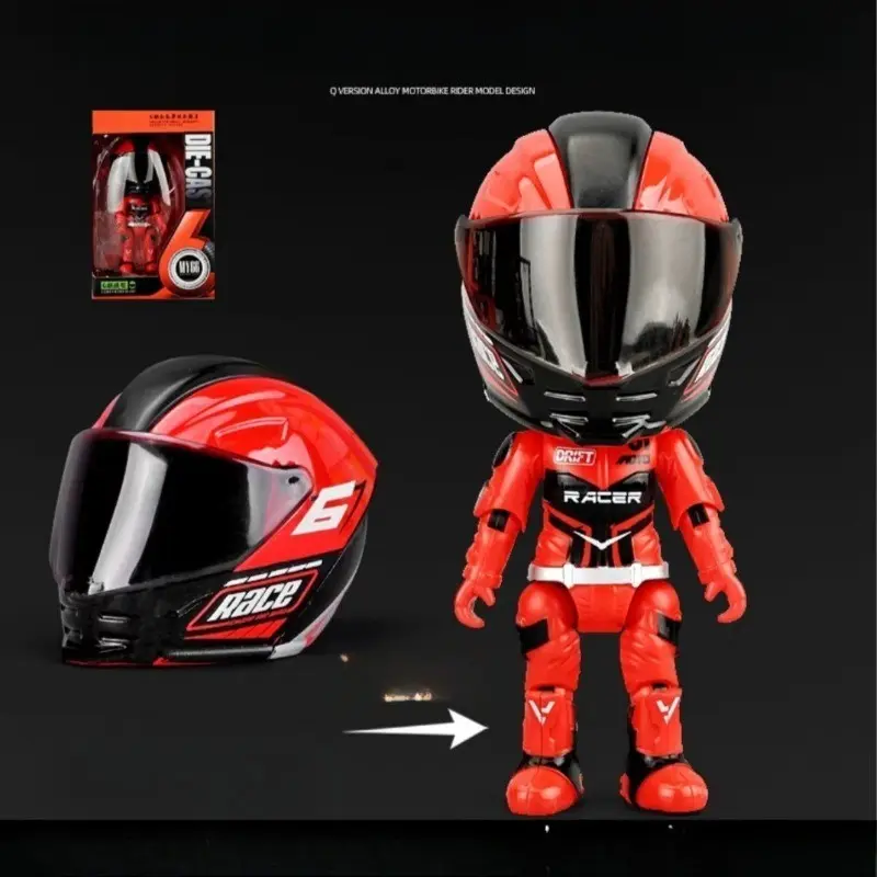 2026 New Q Version Motorcycle Rider Alloy Deformation Figure Helmet Doll Handmade Desktop Model Aesthetic Keychain Pendant Decorative Figurine