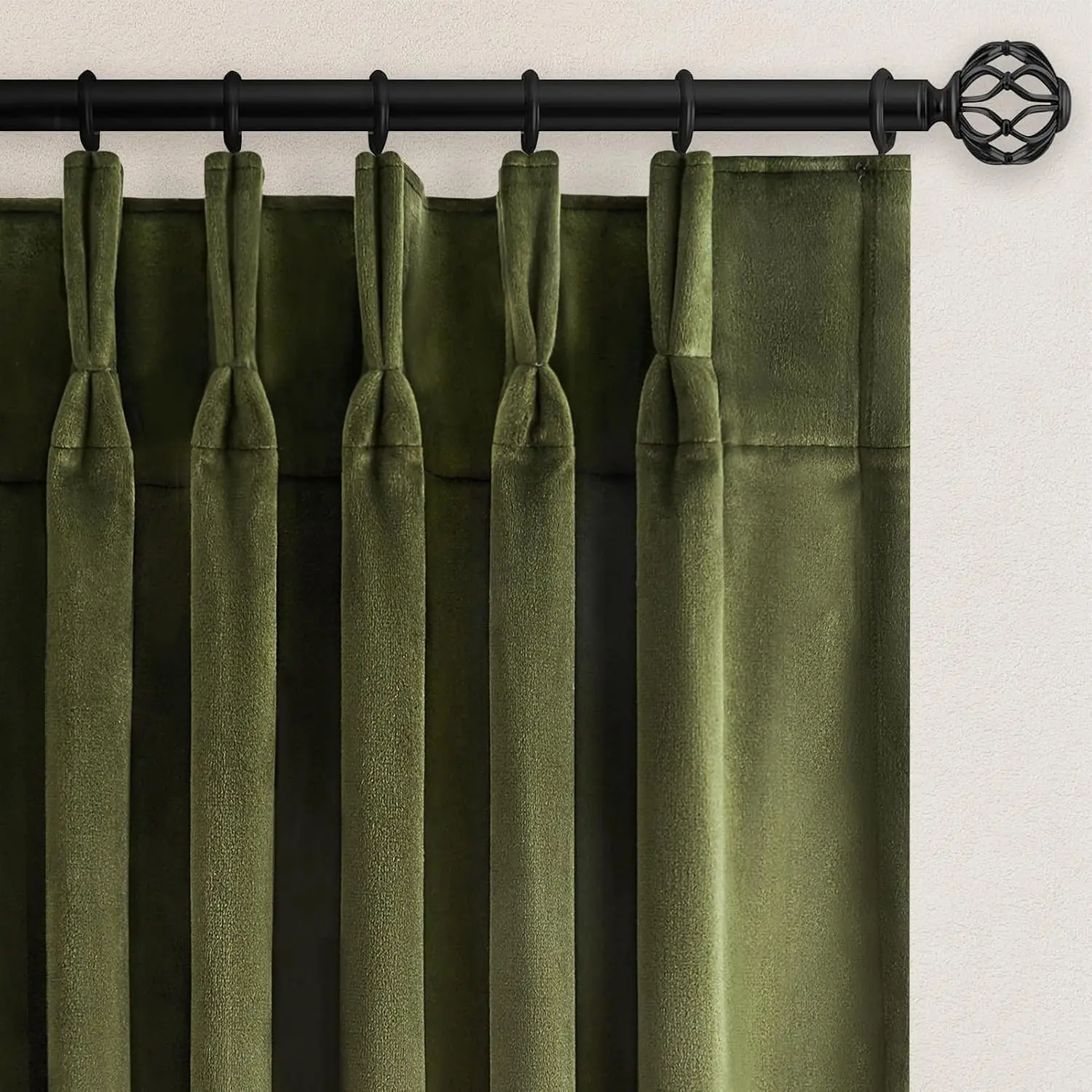 Olive Green Velvet Blackout Curtains 84 Inches 2 Panels Forest Green Elegant Vintage Pinch Pleated Drapes for Living Room Bedroom Thermal Soundproof Back Tab Window Panels,W40 x L84,Home DecorGift