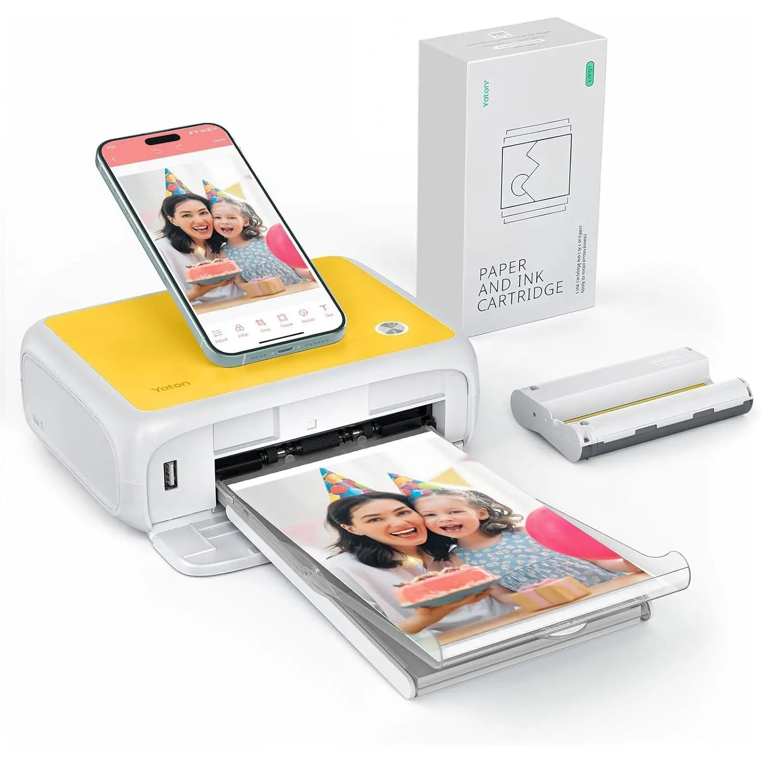 Photo Printer, Picture Printer with 54 Sheets (4"x6") & 1 Ink Ribbon