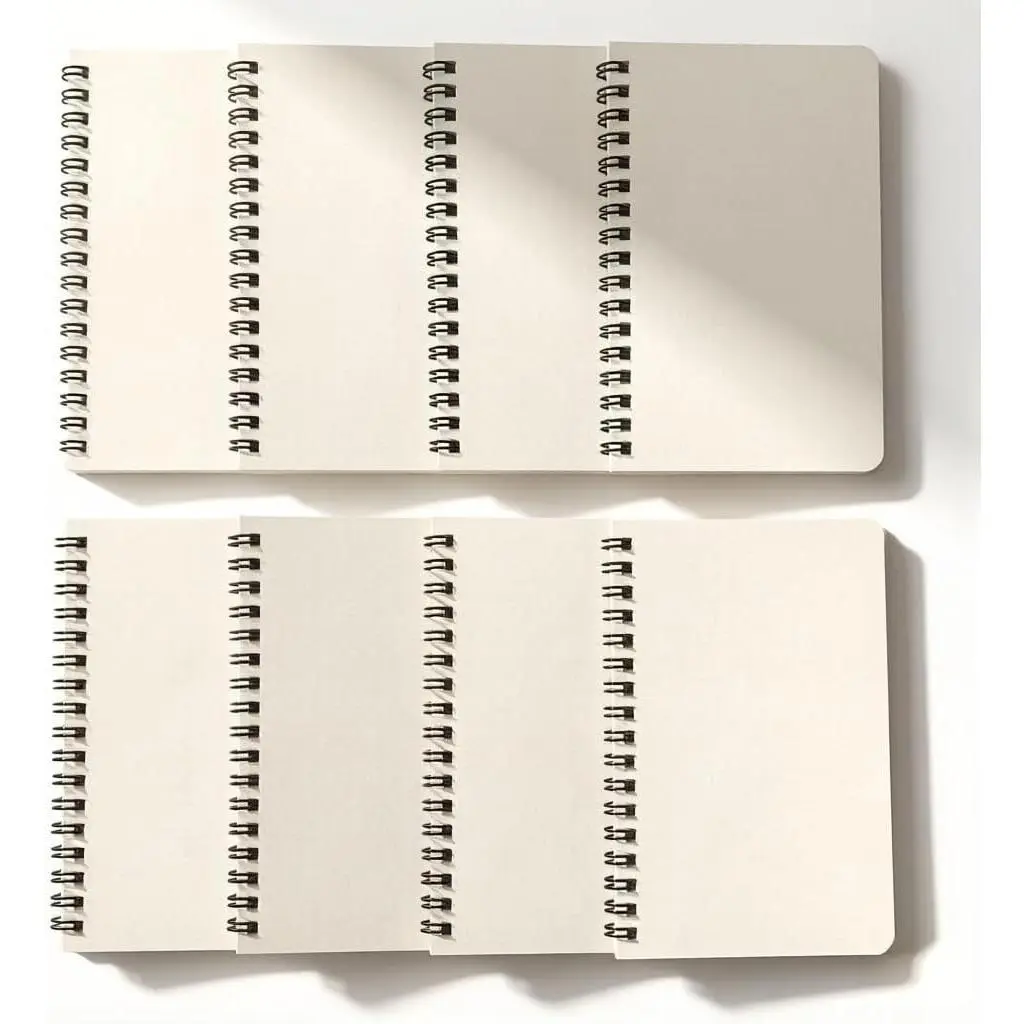 8Pack Beige Small Spiral Notebook 4.2"x 6.1" Pocket Notepad | small notebook is easy to carry, with multiple colors to record different things