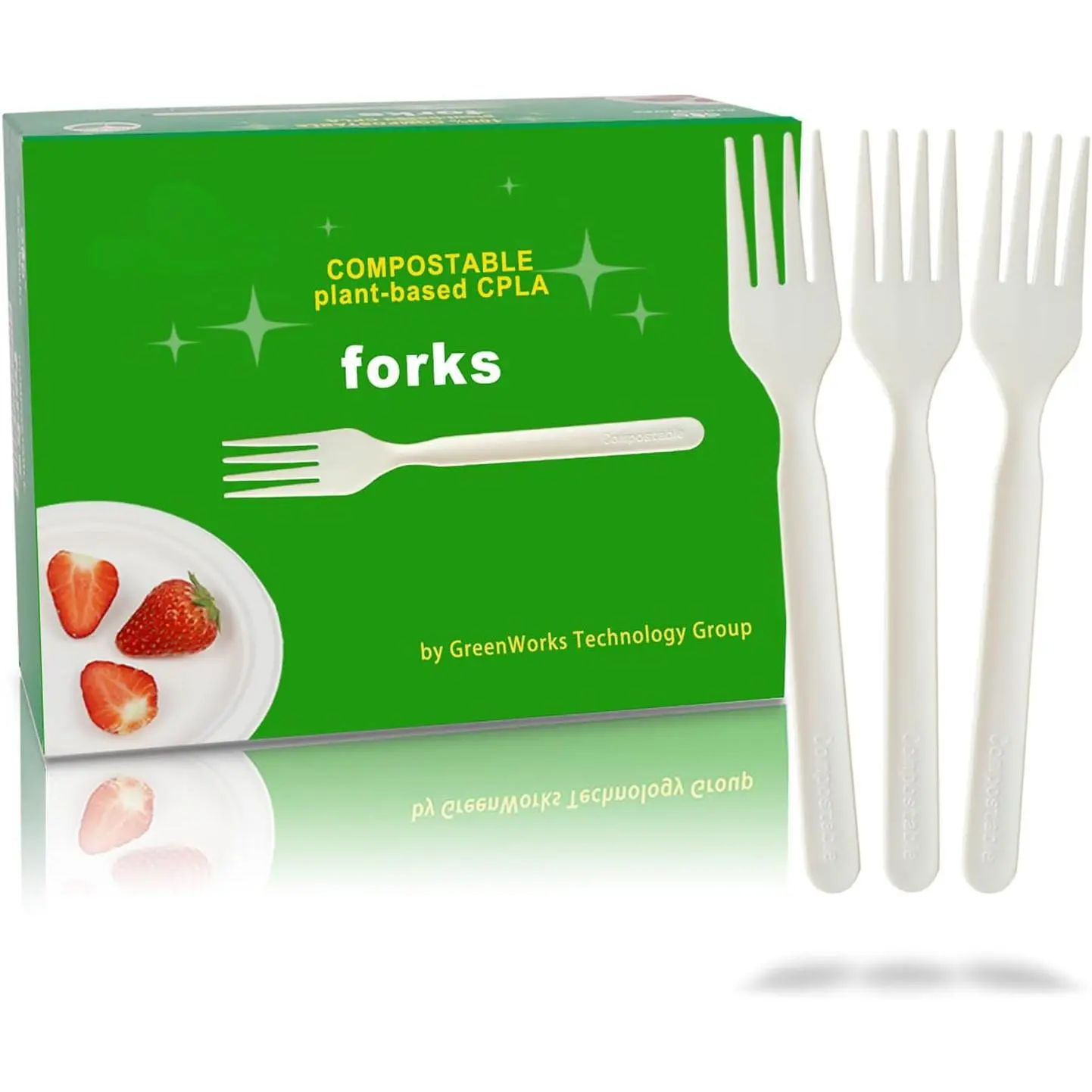 200-Count Heavy-Duty Plant-Based Compostable Forks - Standard-Size Eco-Friendly Disposable Tableware for Kitchen, Picnic Use (For Conscious Consumers)