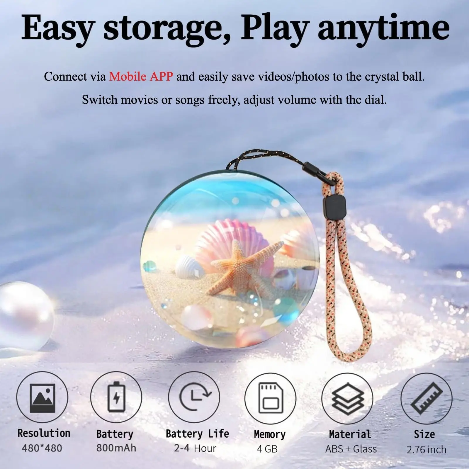 3D Crystal Ball Digital Display, Digital Photo Album, Mobile Phone Transmission, DIY Player, 3D Ultrasonic Crystal Ball With Electronic Display, Festival, Commemorative, Birthday, Wedding Gift, Customizable Gifts