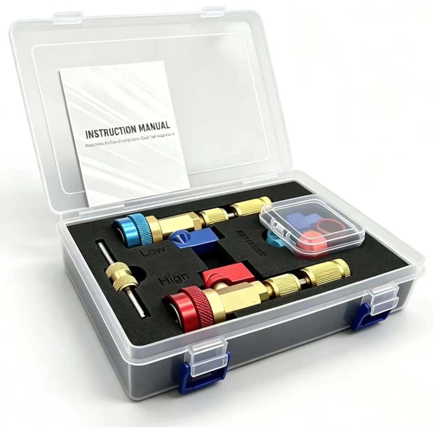 R134A Valve Core Remover Installer Tool Set, AC Schrader Valve Removal Tool.Designed for Leak-Free Replacement of Valve cores in Automotive AC Systems |   Suitable for Schrader(5V1) & JAR(R134A) AC Valve Core