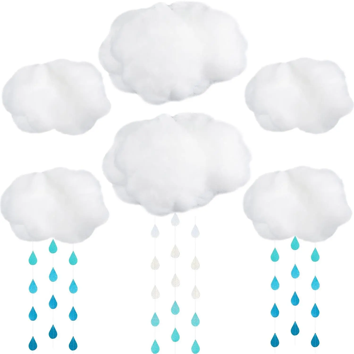 14 count Artificial Cloud Props Cloud Ceiling Decor Clouds for Decoration with Paper Raindrop Decorations for DIY Decorative  Ornament  Wall Stage Wedding Party Show Decor