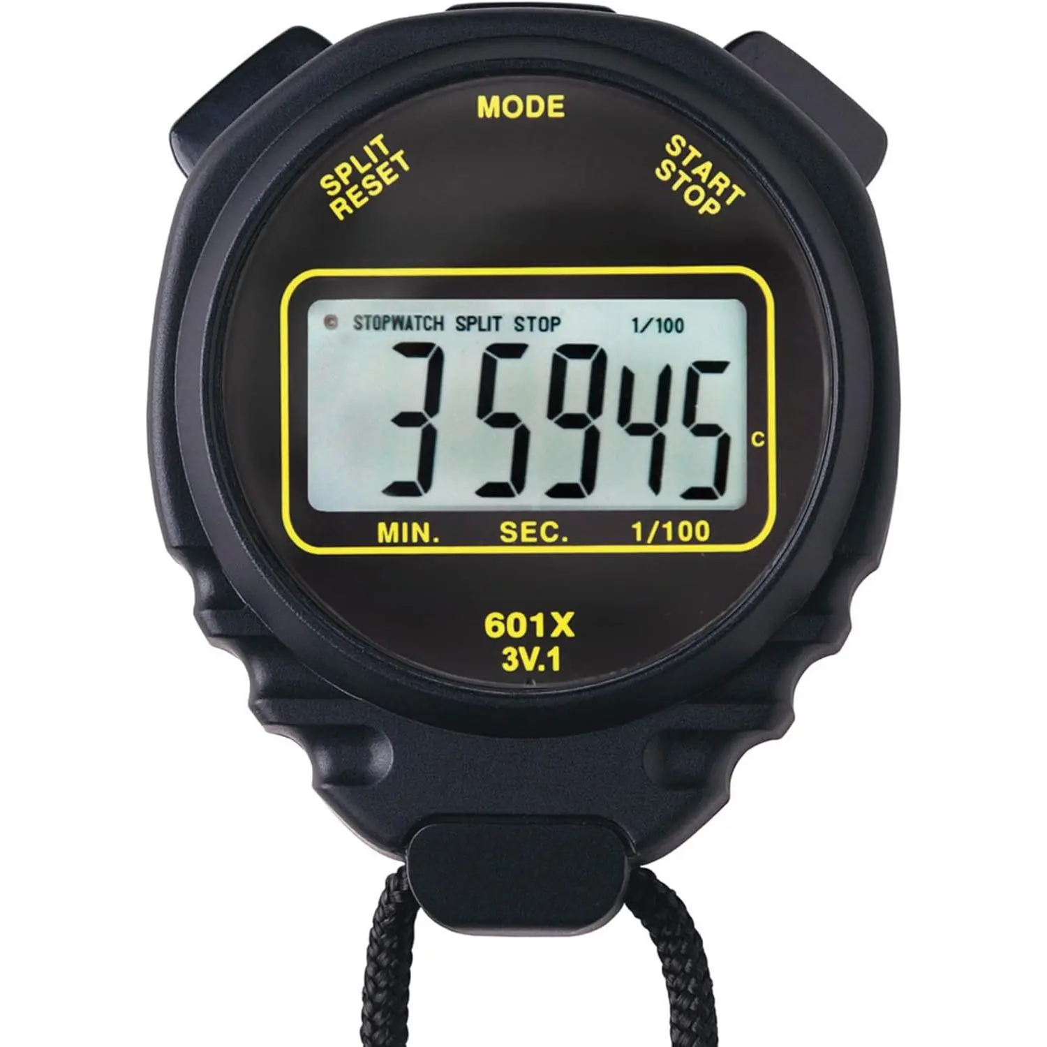Dual Function Sports Stopwatch with Clock Mode, Extra Large Clear Digital Display, Shockproof & Water Resistant Handheld Timer for Coach Training