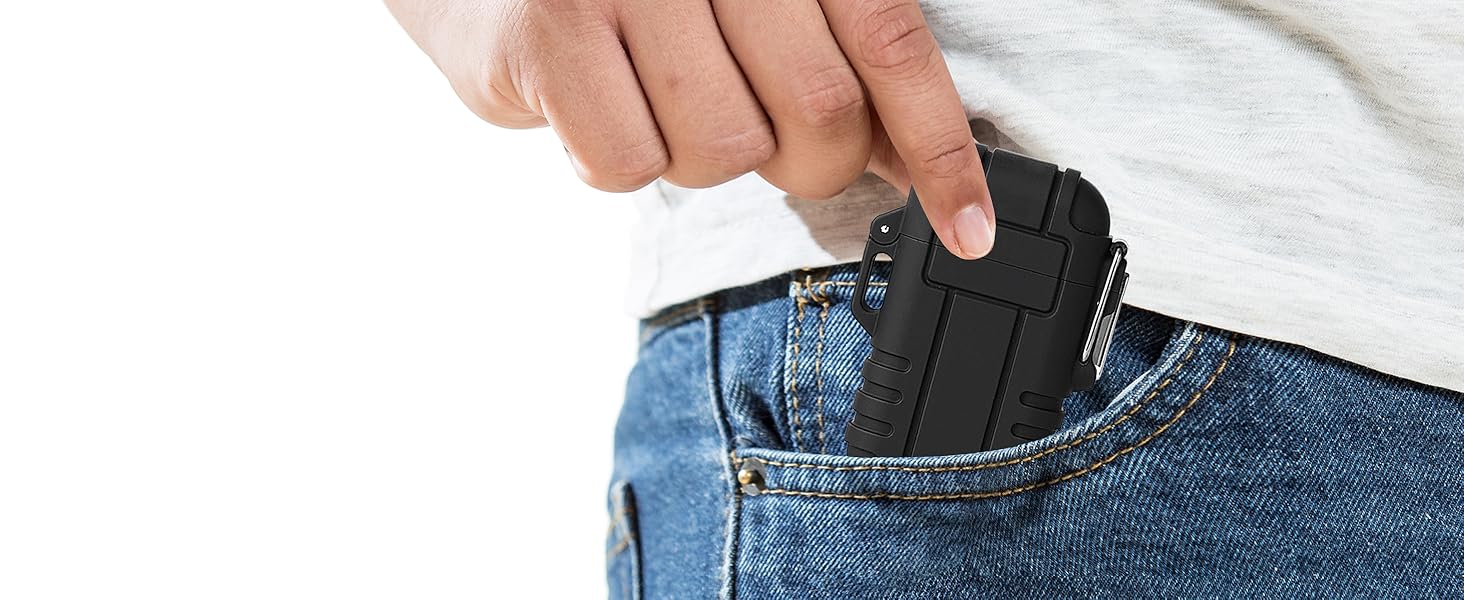 2 Pack Waterproof Lighter Outdoor Windproof Torch Lighters Dual Arc Butane Electric Lighters USB Rechargeable Lighters Flameless Plasma Lighter Camping Hiking Adventure Survival Tactical Gear