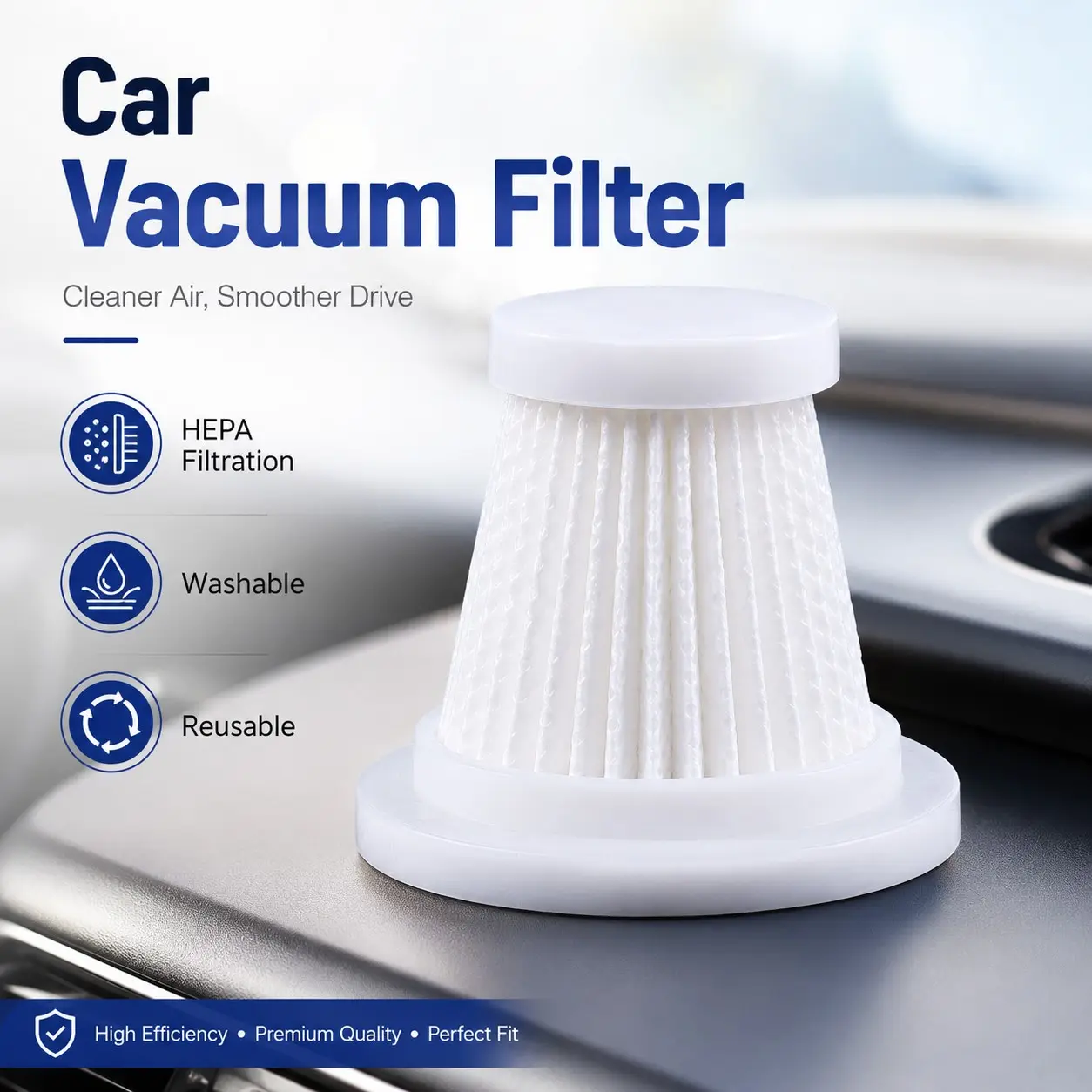 5-Pack Vacuum Filter Replacement Set, Hepa Filters for Wireless Handheld & Car Vacuums, Efficient Dust Filtration, Complete Accessories