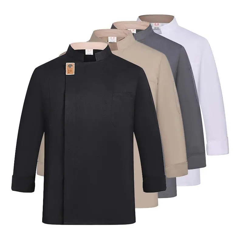 Black chef uniform Restaurant long Sleeve Cooking Coat Chef T-shirt Baker Work Uniform Hotel Kitchen Clothes Waiter Overalls