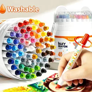 Water-Soluble Paint Sticks, Washable Oil Pastels, Non-Transfer, Rotating Crayons, 12/24/36/48 Colors, Kids Art Supplies, Gift Idea