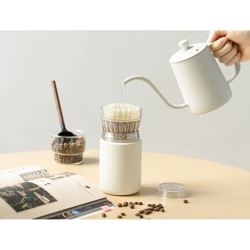 Portable Coffee Maker 2-in-1 Travel Coffee Pot For Camping Office Daily Use Easy Clean Space Saving Lightweight No Paper Filter Needed