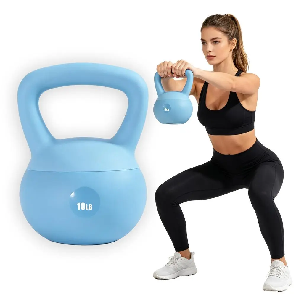 Full Body Strength Training Soft Vinyl Kettlebell, 10/15/20LB Anti-Slip Shock Absorbing Home Workout Equipment