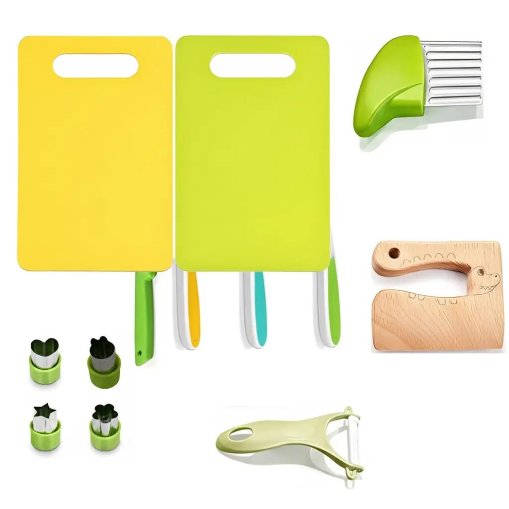 Montessori Safe Kitchen Tool Set for Kids, Plastic Child Kitchen Cutter, Real Food Prep, DIY Cooking Kit, Pretend Play Educational Gift, Kitchen Playset