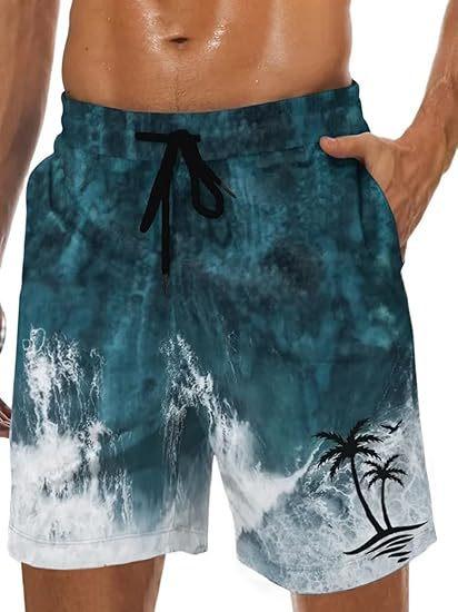 Vintage Plant Pattern Beach Shorts Men Coconut Tree 3D Printed Swim Trunks Summer Hawaiian Shorts Loose Board Shorts