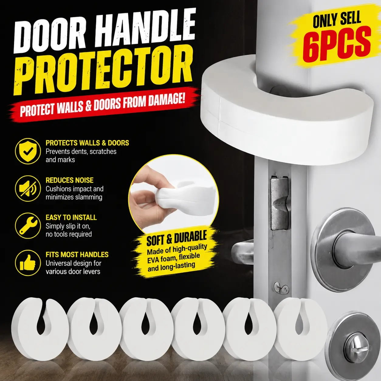 6 pcs soft foam door stoppers Door Protector to prevent door pinches, ensure pet safety, and reduce the risk of injury