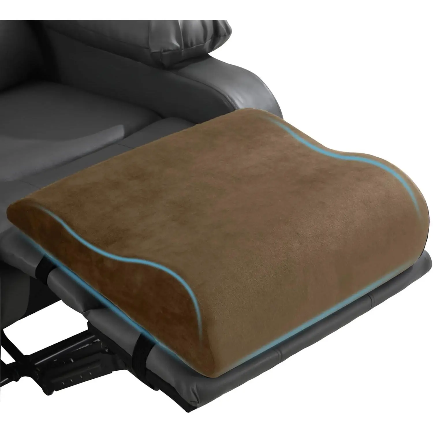 Extra Large Foam Cushion Recliner Pillow - Wave-Shape Footrest Extender, Lumbar Support Pillow for Bed, Sofa Couch, Coffee Color