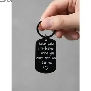 Stainless Steel Slogan Keychain  Stainless Steel Slogan Keychain for Men and Women, Engraved Message Pendant Key Ring Accessory for Car Keys, Bags and Daily Carry