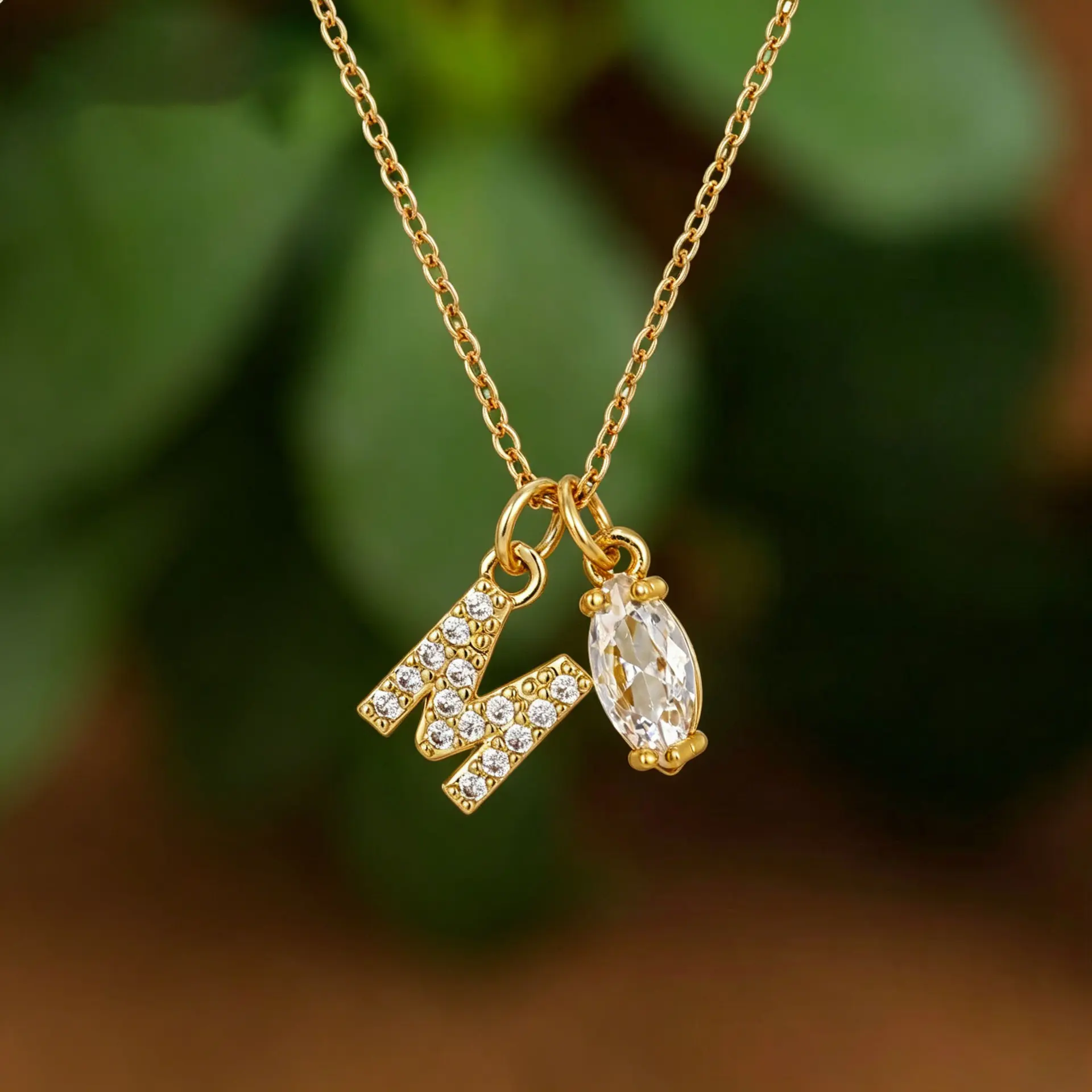 18K Gold Plated A-Z Initial Pendant Necklace Personalized Dainty Cubic Zirconia Letter A-Z Pendant Necklace Trendy Alphabetical Accessories Birthday Gifts Party Wedding Engagement Anniversary Jewelry
