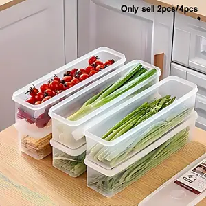 4pcs/2pcs Transparent Food Storage Boxes, Lidded Plastic Containers, Reusable Kitchen Organizers, Ideal for Onions, Herbs, Eggs, Refrigerator Use