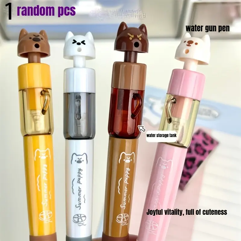 Fun Dog Shape Twist Water Gun Pen, Quick-Dry Stress Relief Student Exam Pen, Creative 0.5mm Neutral Pen, Silicone Grip, School Fun, Cute Office Pen, Cute Pens