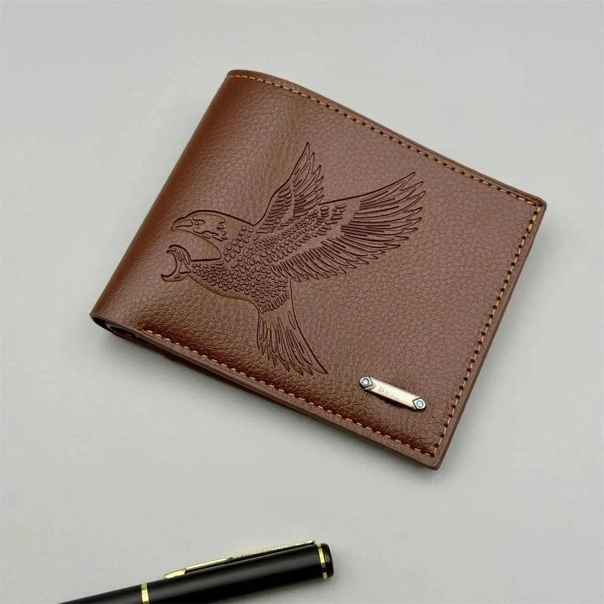 Men's Slim Lightweight Minimalist Wallet - 2026 New High-Value Soft Leather Eagle Print Cardholder with Thin Compact Coin Purse for Students, Slim Wallet, Eagle Print Wallet sohochic