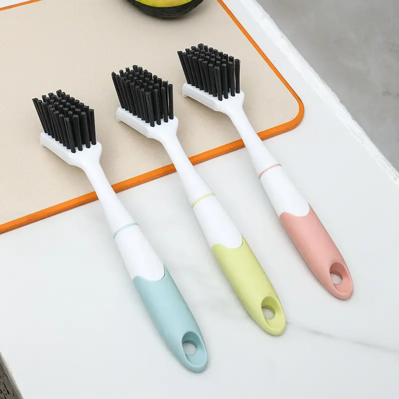 Dishwashing and pot scrubbing brush with spatula head, non-stick to hands, long-handled brush for washing dishes and pots, household kitchen cleaning tool, non-stick to oil