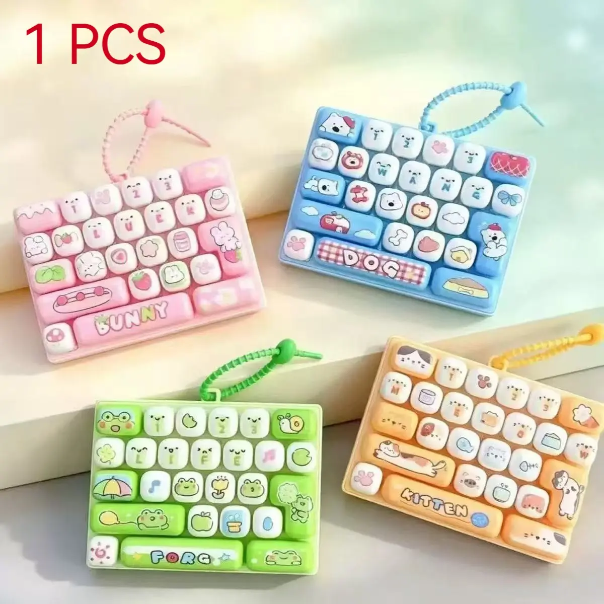 Cartoon Animal Diary 26-Key Stress Relief Keyboard Keychain, Large Mood Booster Press Fun Keyboard, Perfect Gift for Relaxation