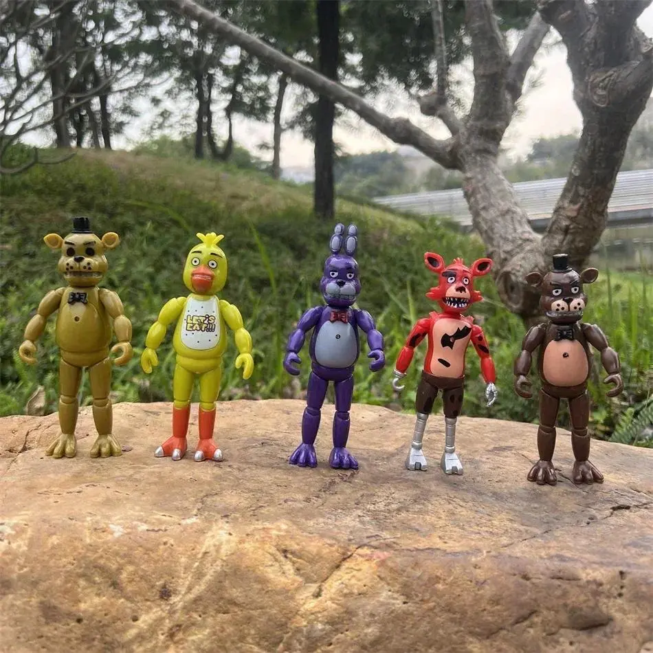 5Pcs Luminous Bonnie Bear Foxy Chica Freddy Movable Joints Anime Figure14CM PVC Action Figure Model
