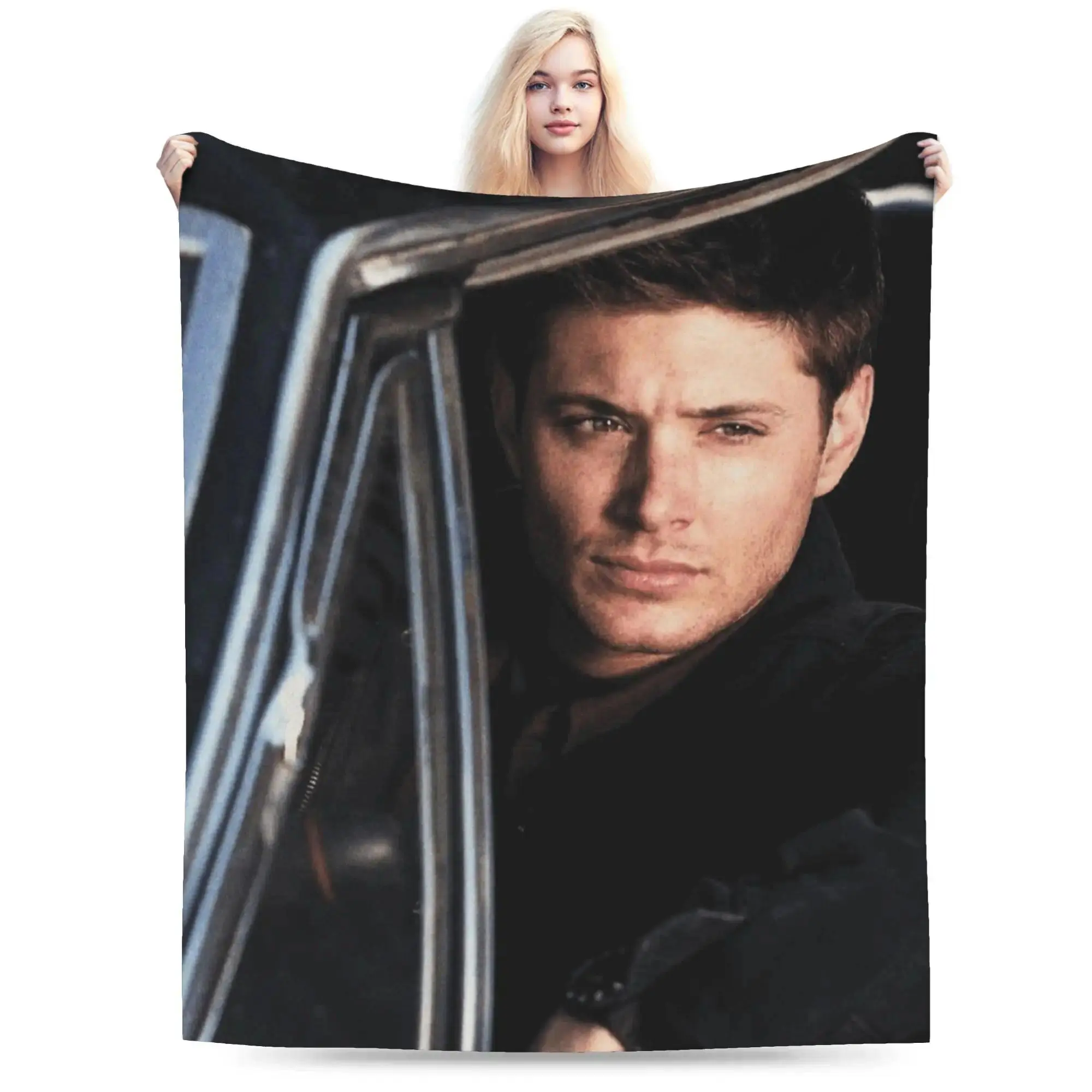 Cooling Blanket Supernatural Dean Winchester Polyester Flannel Blankets - Cozy Warm Decorative Throw | Affordable Home Goods for Bedroom Sofa, Fan-Focused Gift
