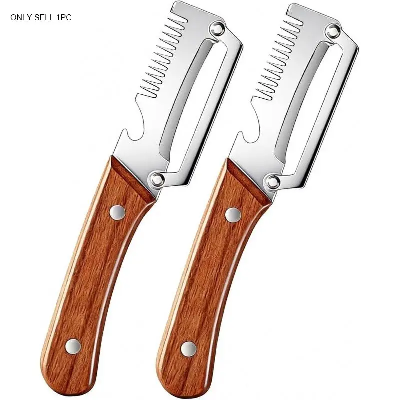 Multi Functional Vegetable Peeler for Kitchen, with Bottle Opener and Wooden Handle, 3-in-1 Stainless Steel Kitchen Tool for Fruit Potato Pumpkin(3 in 1) Kitchenware