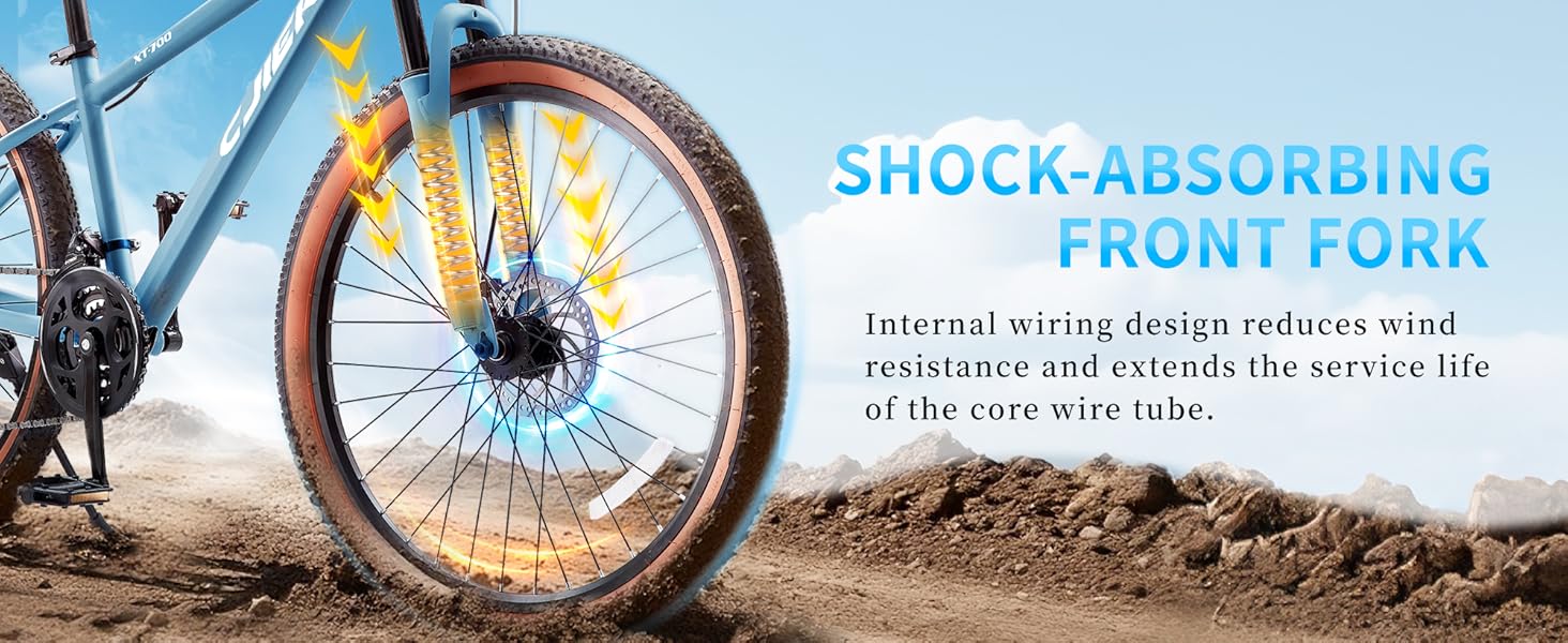 24/26 inch Kids Mountain Bike for Boys/Girls/Men/Women 21 Speeds Kids Bike, 2.125'' Tires MTB Bicycle with Suspension Fork, Dual Disc Brakes, Internal Wiring Frame, Auxiliary Handle