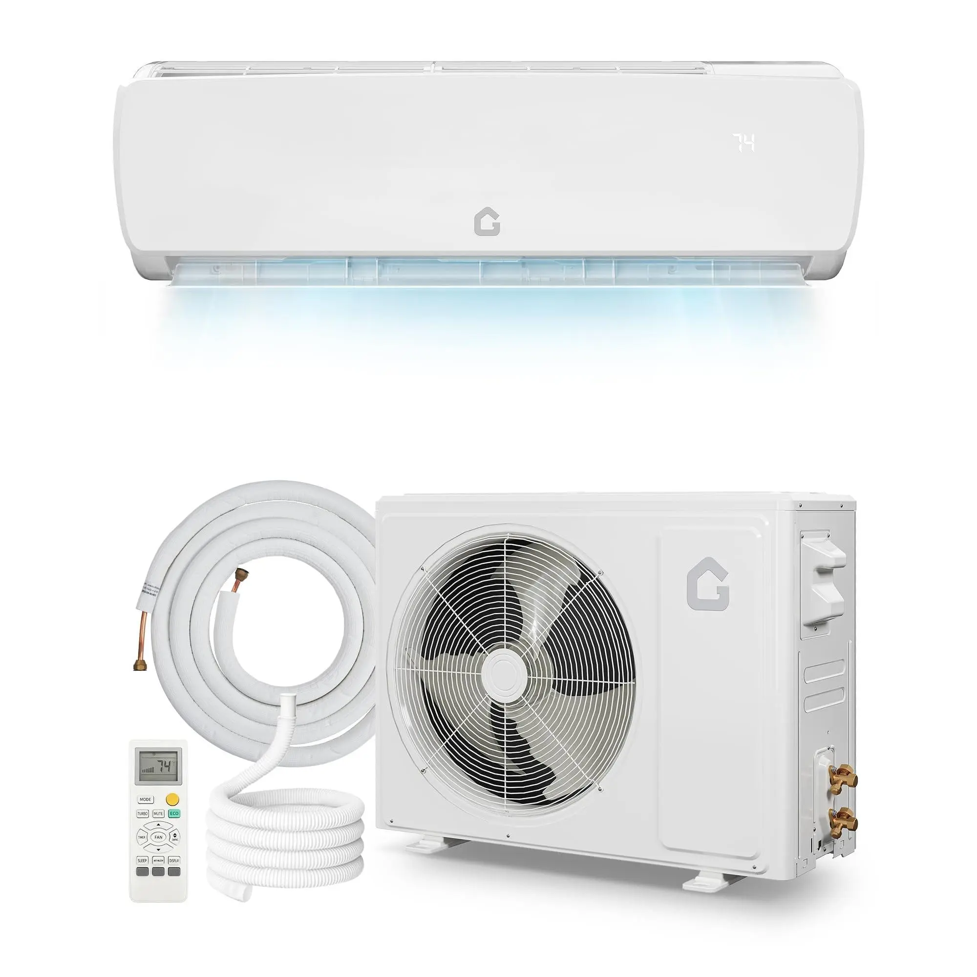 9000 BTU Ductless Inverter Mini Split AC - 19 SEER2 Rated Heat Pump, 230V with Outdoor Unit