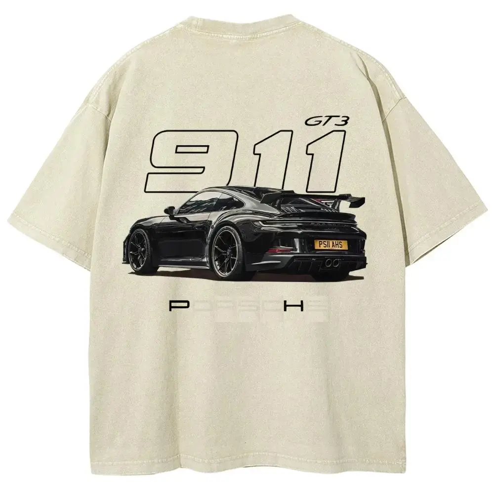 Men's Classic Racing Graphic T-Shirt – Washed Cotton Casual Streetwear Top, Crew Neck – Gift for Men