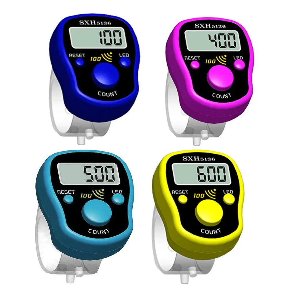 Compact Mini Digital Display Finger Ring Tally Counter with 5-Digit Screen, LED+Sound Function, Public Counting Capability, Quick Reaction Speed, Tasbih Counter