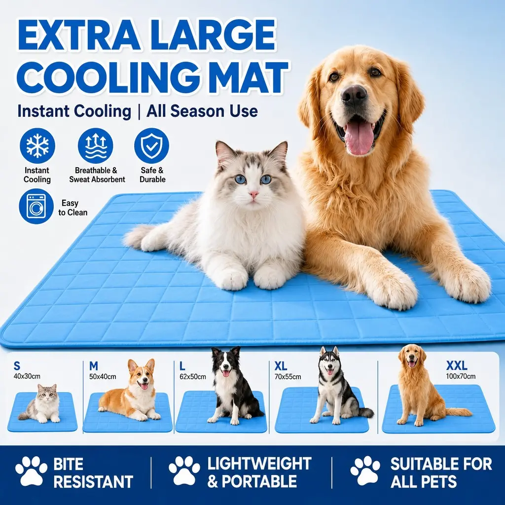 Extra Large Cool Pet Summer Cooling Pad, Bite-Resistant Dog Mat, All-Season Lightweight Pet Bed, 5 Sizes for Small, Medium, Large Pets