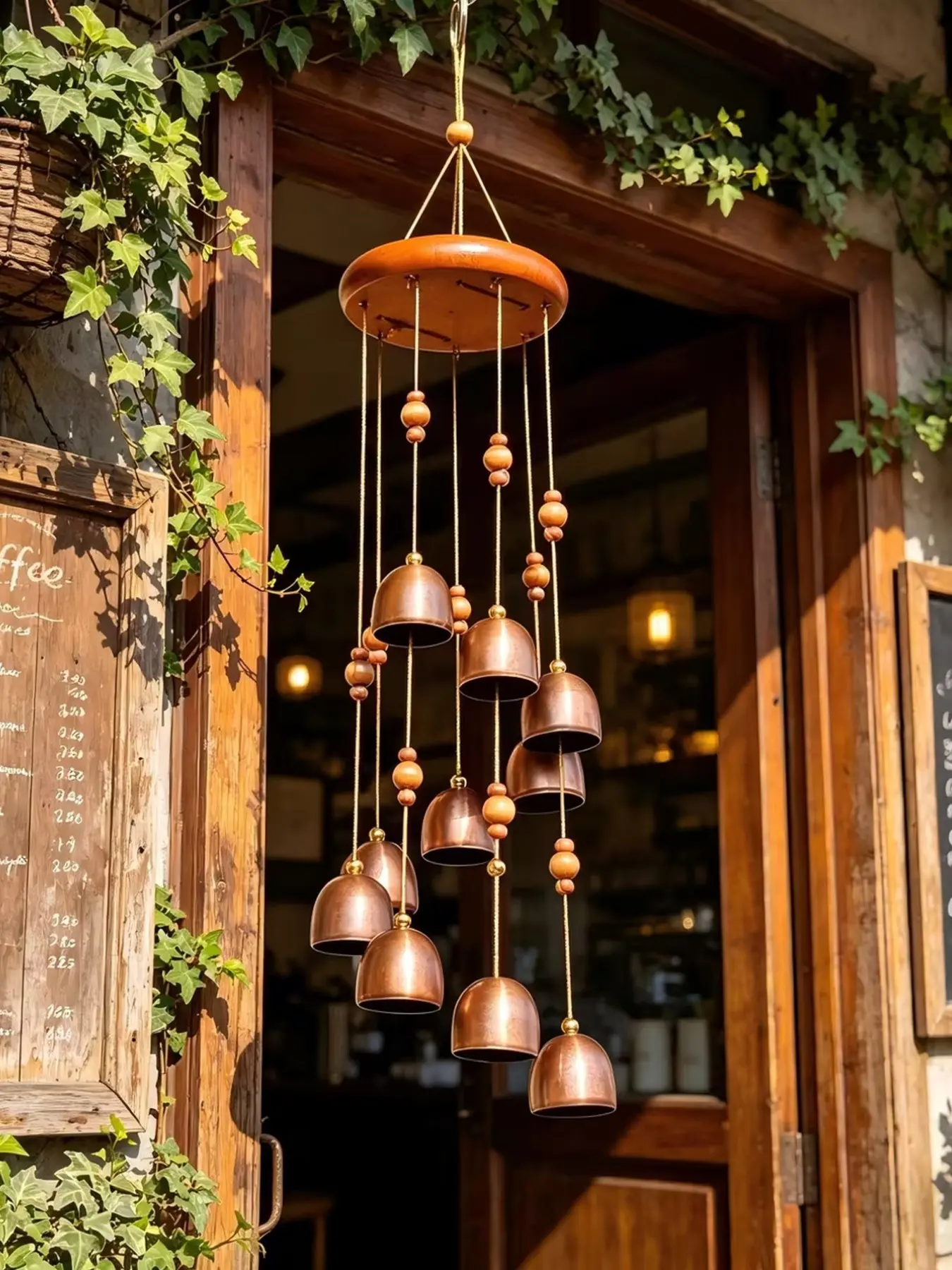 All-Weather Rustic Wind Chime with Durable Metal Clock and Wooden Structure, Perfect for Outdoor Porches, Patios, Balconies, Indoor Home Décor