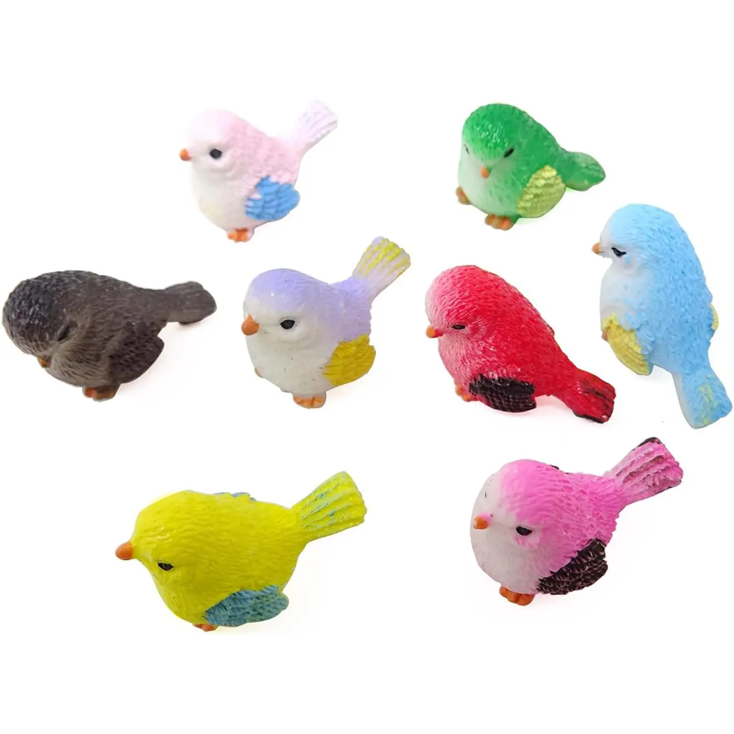 8PCS Cute Mini Bird Decorative Figurines, Miniature Bird Figurines, Simulation Bird Figures for Fairy Garden, Micro Landscape, Cake Toppers
