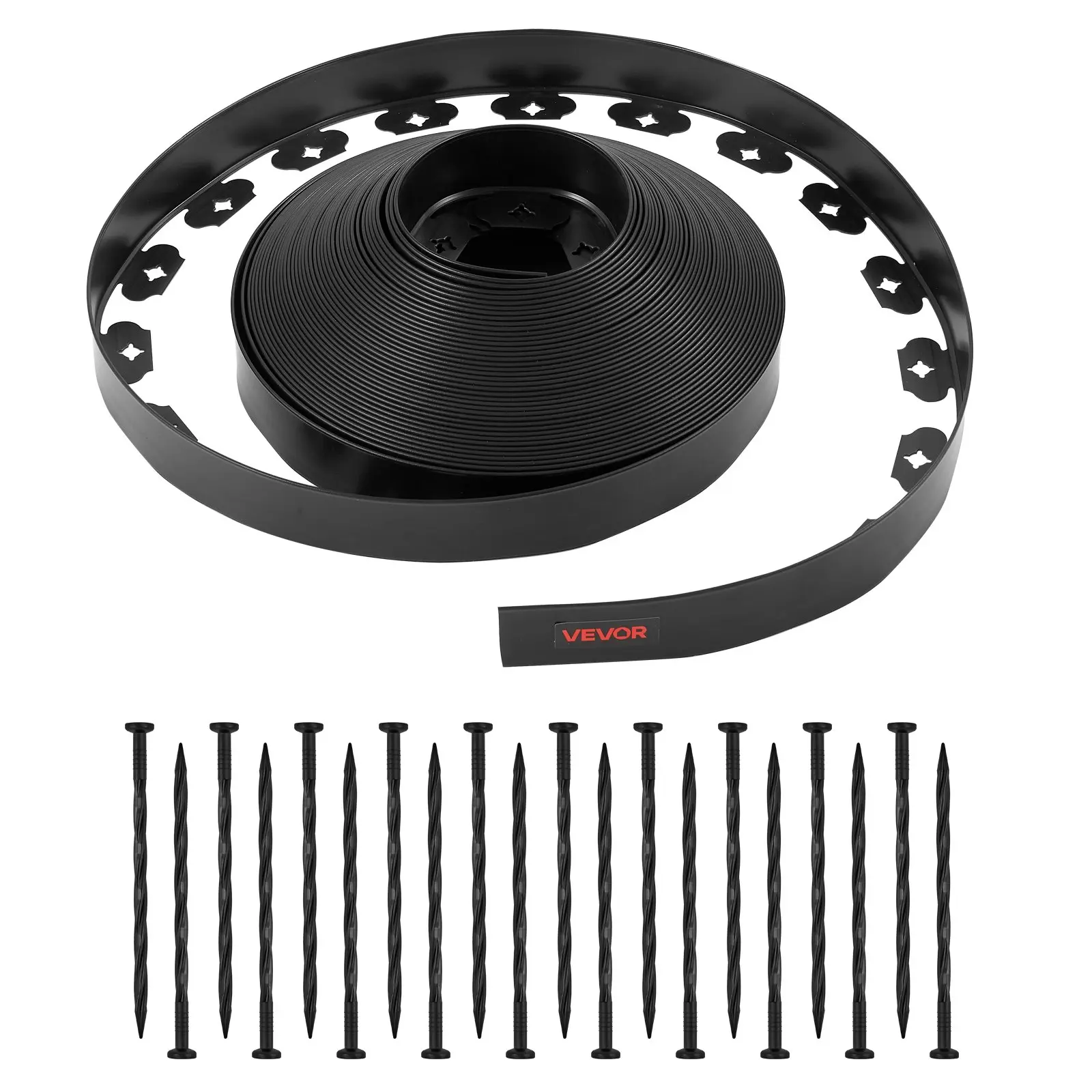 【DealsForYouDays】VEVOR Landscape Edging, 100 ft x 1.5 in Plastic Garden Border Edging with 120 Spikes, No Dig, Flexible Lawn Edgings Roll, UV-Resistant Mini Fence Borders Pathway Edgings for Flower Beds Yard Paver
