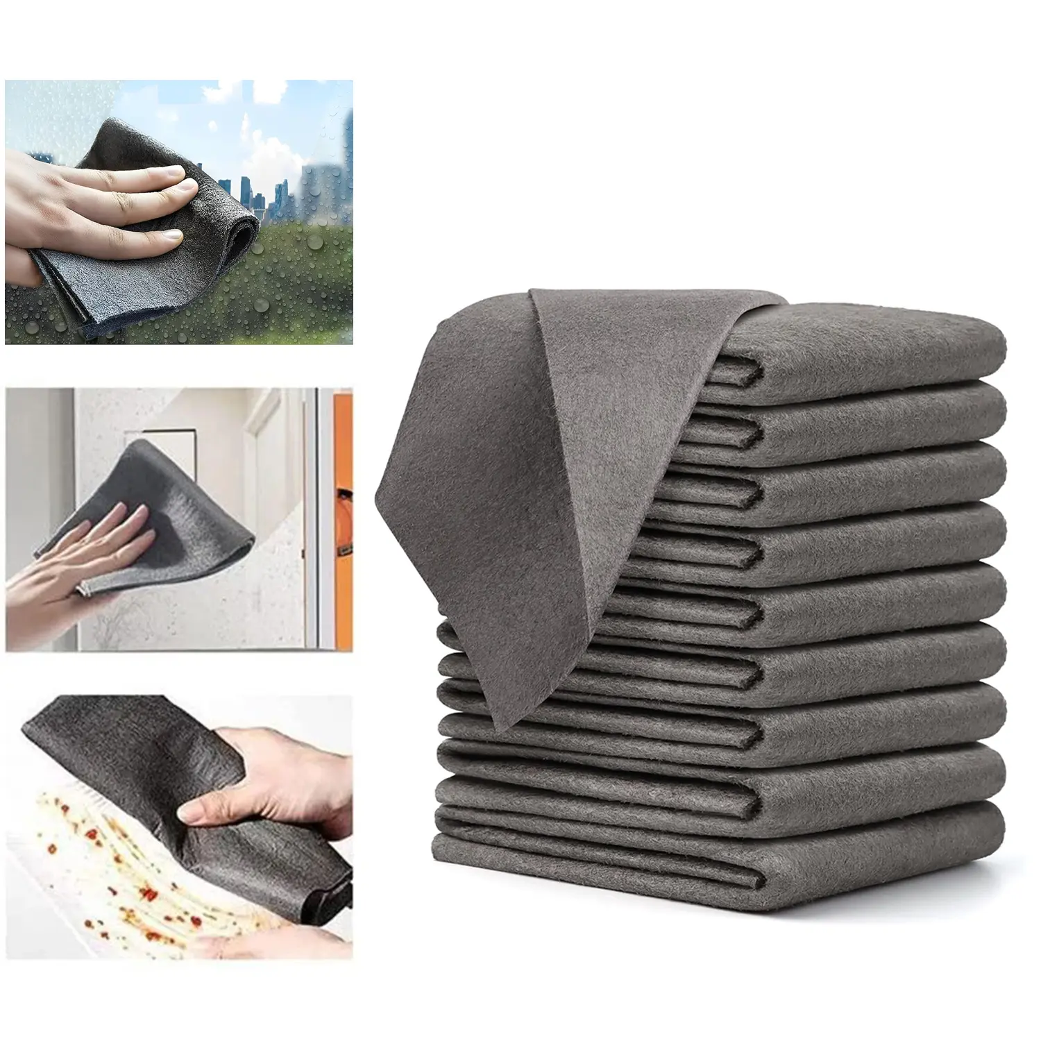 10pcs Thickened Magic Cleaning Cloth, Microfiber Streak Free Cleaning Cloths, Reuseable Magic Cleaning Wipes for Windows Glass