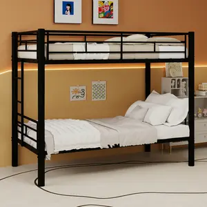 [Fahuac] Durable Modern Convertible Twin Metal Bunk Bed with Non-Slip Ladder - 77" l * 40.3" w * 61.4" h, 350 lbs Weight Capacity, Separates into 2 Beds, Space-Saving for Small Rooms, Assembly Required,wood