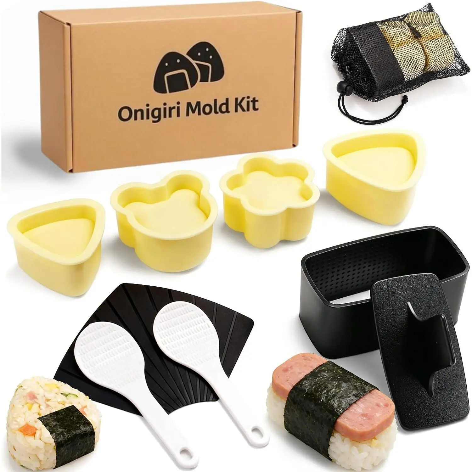 Onigiri Mold, Musubi Press Mold, Triangle Rice Ball Mold Kit, Spam Musubi Mold Kit for  DIY Sushi and Bento
