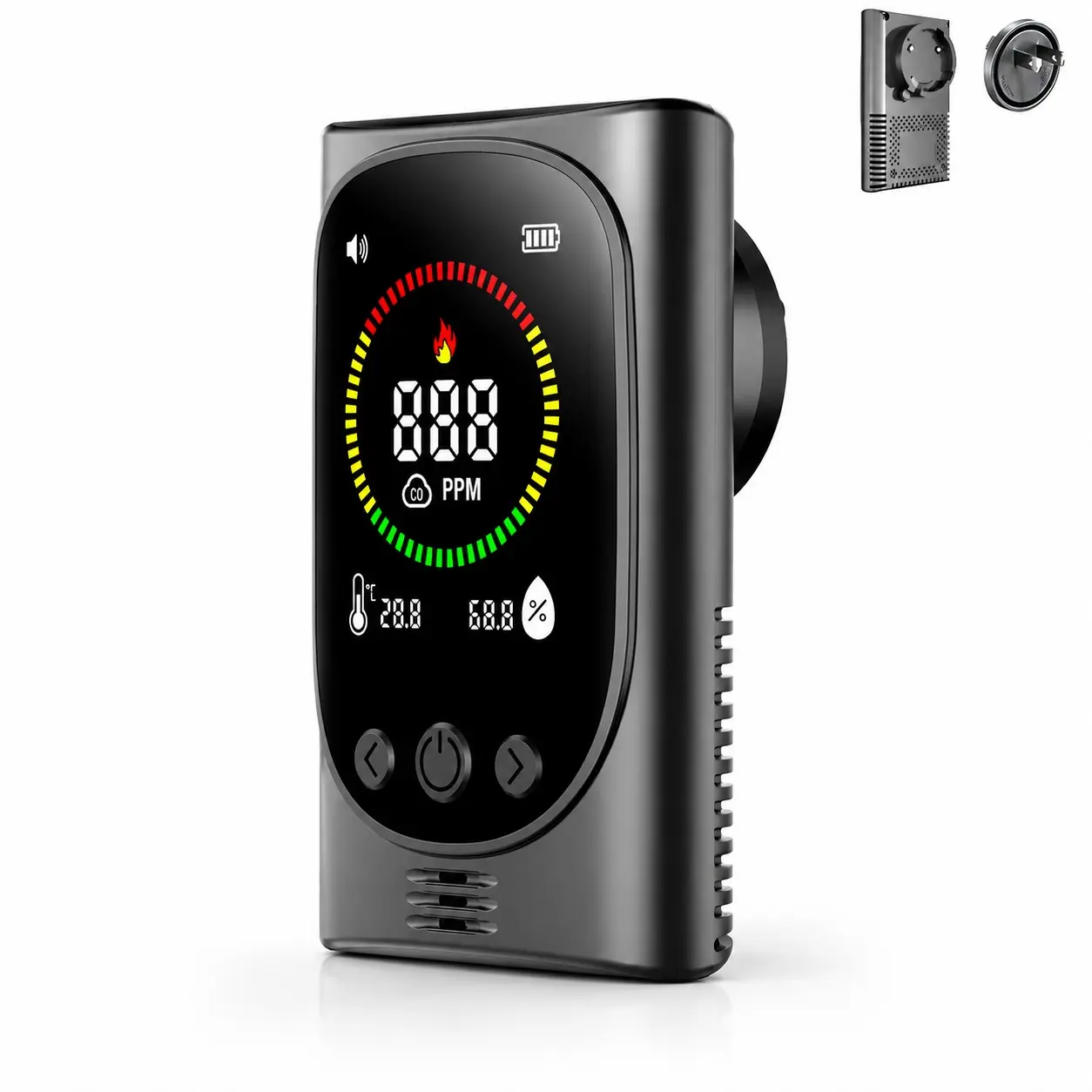 Us Plug Four-In-One Co Detector, Digital Co Alarm with Temperature Humidity Display, Portable Gas Monitor for Boats Kitchens Restaurants Home