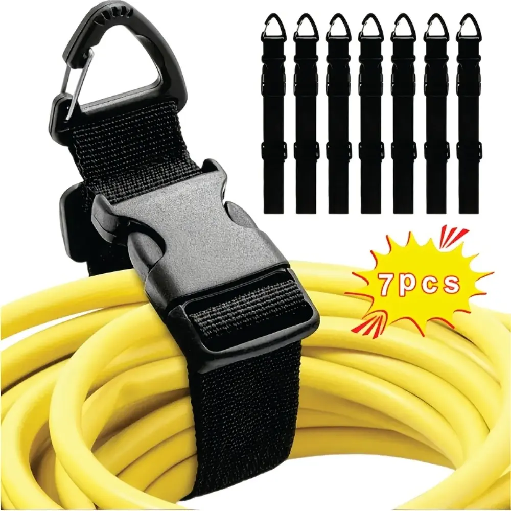 7/14/21 Pack 17.72 Inch Black Adjustable Extension Cord Organizer with 3 Carabiners, Heavy-Duty Polypropylene Cable Management Clips, Cord Holder Storage Rack for Garage & Workshop, Sturdy Wire Storage Organizer To Keep Workspace Tidy