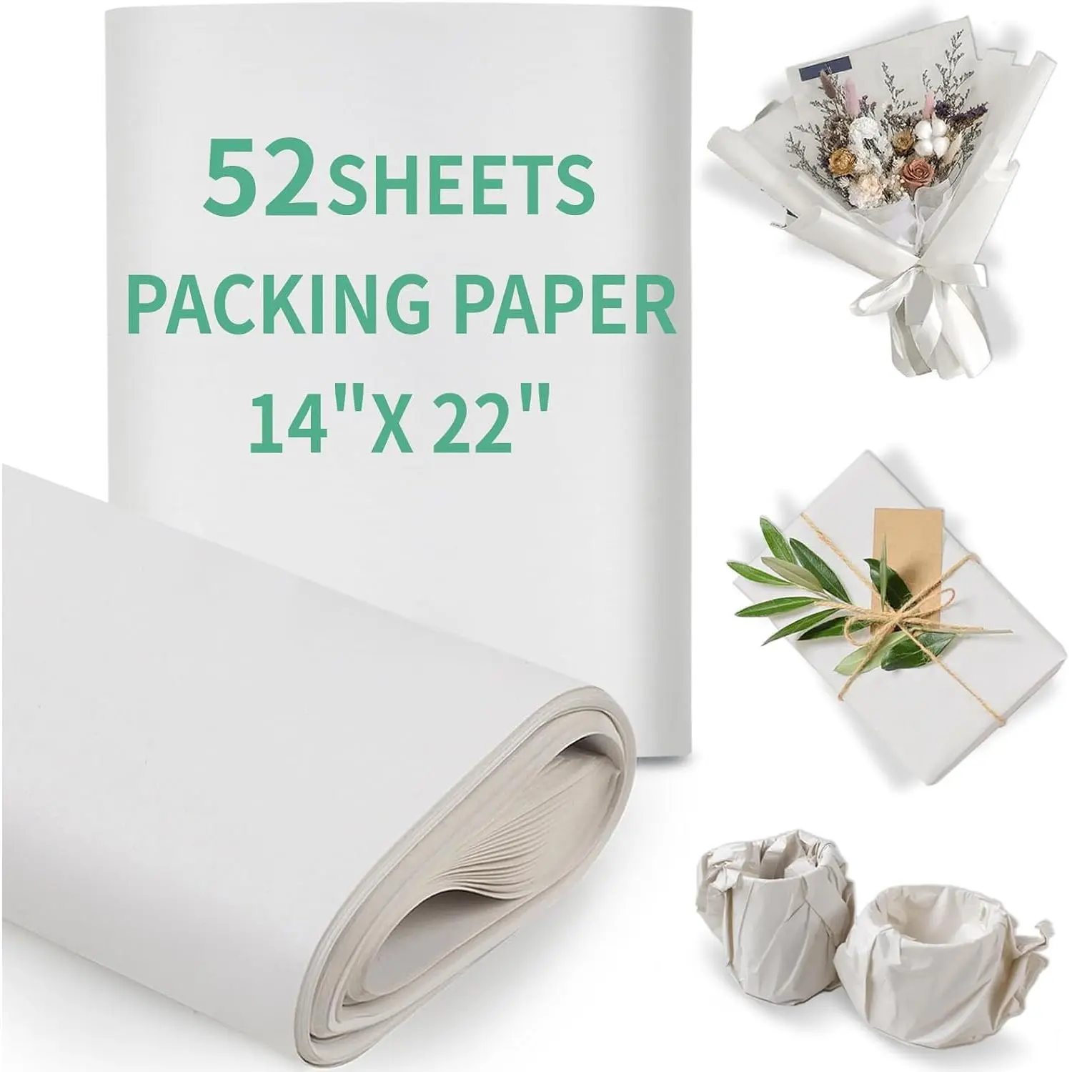 14" x 22" Packing Paper, Packing Paper Sheets for Moving, Packing Paper for Moving, Newsprint Paper for Shipping, Box Filler, Wrapping, Protecting Fragile Items(About 1LB,52 Sheets)