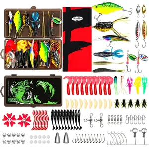 126-Piece Fishing Lures Kit with Tackle Box, Complete Fishing Tackle Set Including VIBs, Frogs, Minnows, Soft Baits, Hooks & Weights, Freshwater Lure Kit for Bass, Walleye, Trout stuff