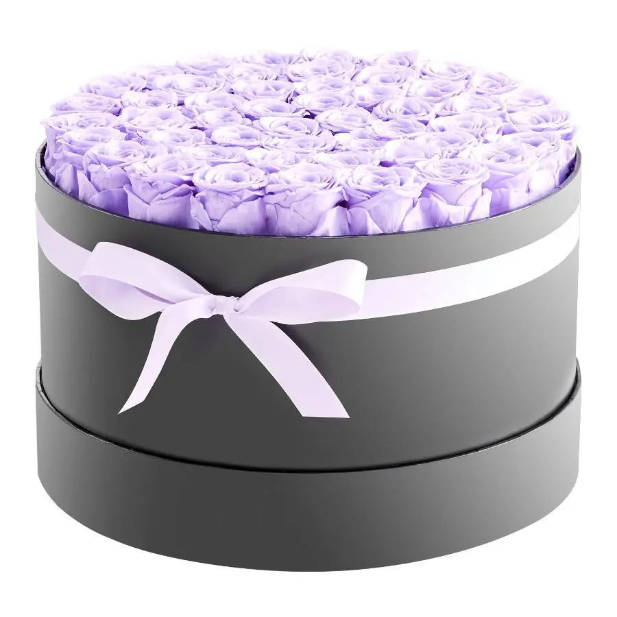 VEVOR Preserved Lavender Purple Roses Bouquet, 50-Count Immortal Flowers in a Box, Decor-Friendly Gift for Women, Birthday Anniversary Valentine's Day Presents