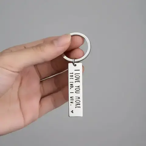 Creative Slogan Metal Keychain, Stainless Steel Key Ring with Long Bar Pendant for Car Keys, Cute Fashion Accessory for Men and Women, Perfect Valentine's Day Gift and Keychain for Bags, Stylish Keychain, Stylish Keyring, Keyrings for Keys