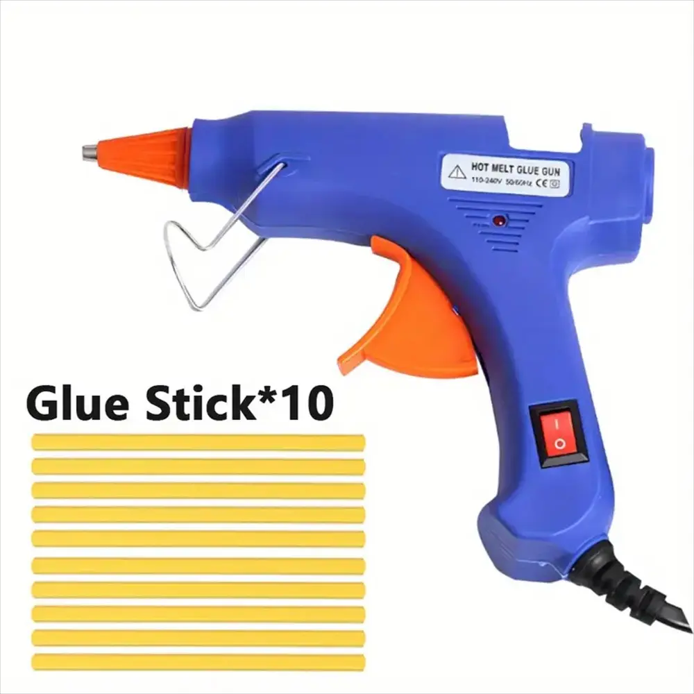 Portable Mini Hot Glue Gun Kit Tool with 10 Sticks, Ideal for DIY, Art, Crafts, Car Dent Repair, Us Plug, Plastic Material