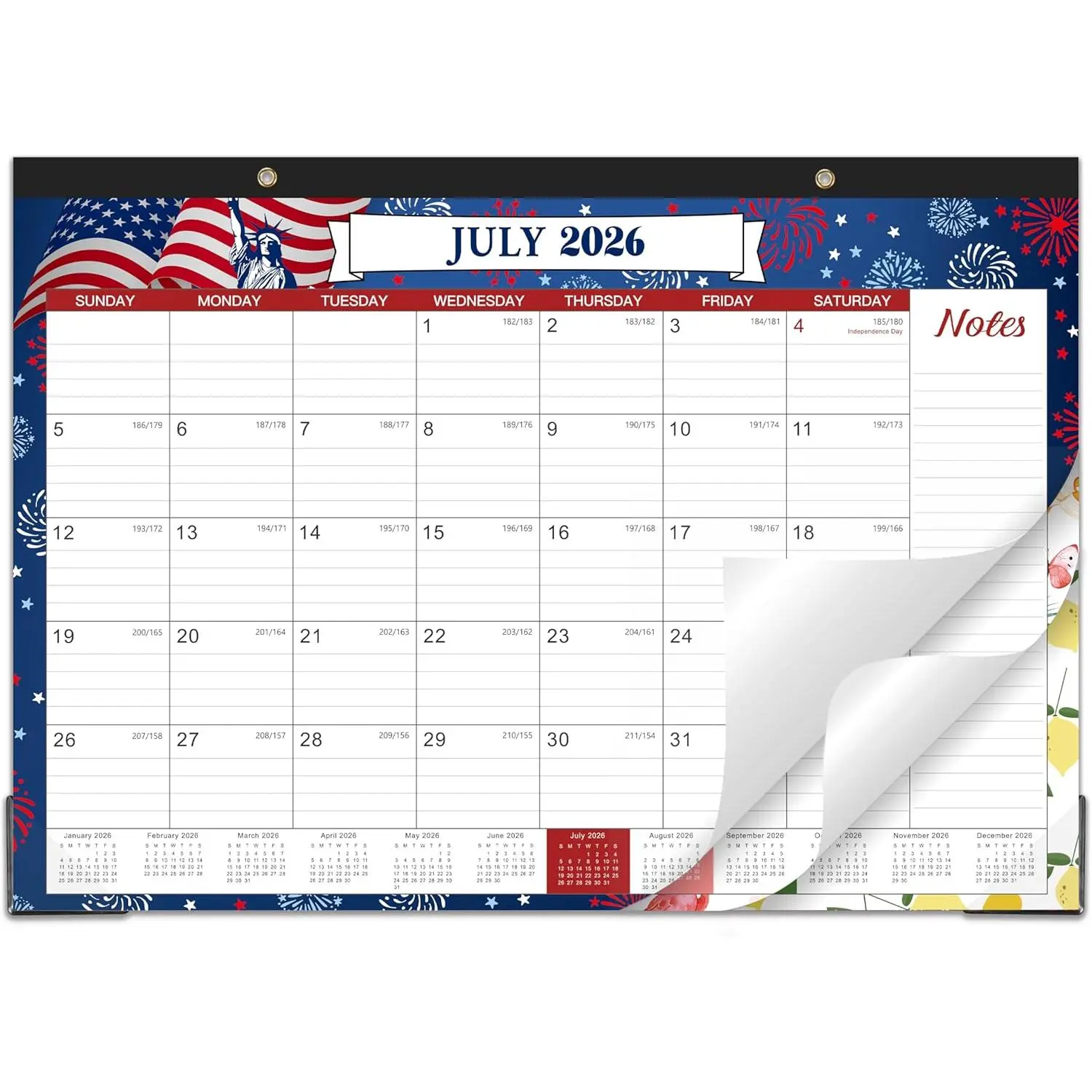 2026-2027 Desk Calendar - 18 Monthly Desk Calendar 2026-2027, 16.9"x12.1", Jul 2026 - Dec 2027, Desk/Wall Calendar with Large Ruled Blocks, Corner Protectors - 12 Different Themes